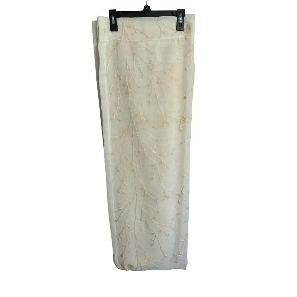 Sheer Embroidered Hidden Tab Top Curtain Drape Panels - Set of 2